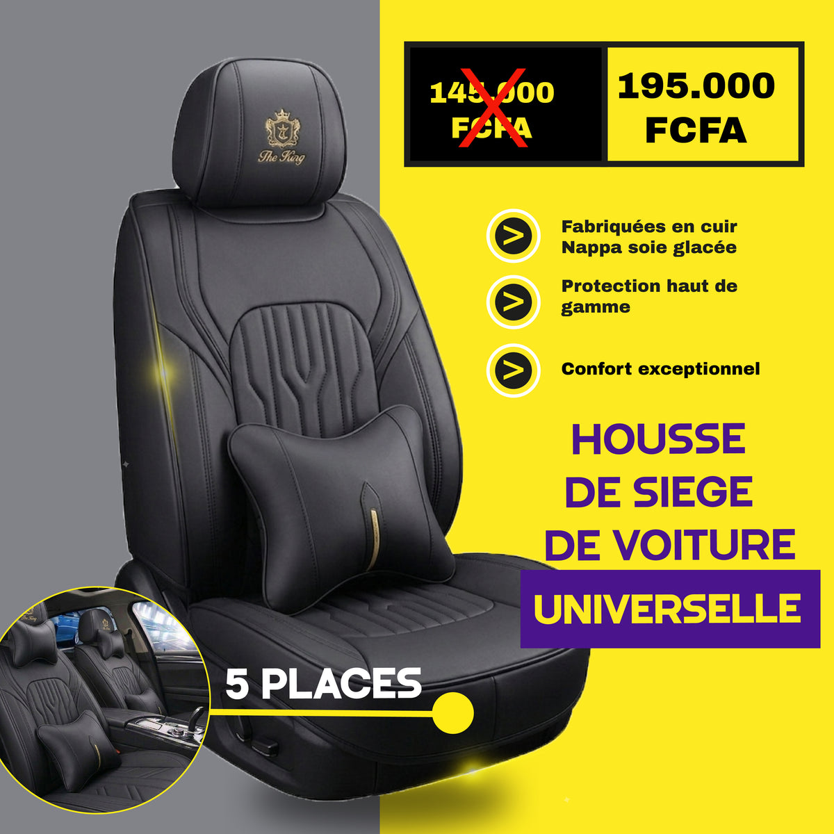 FB-brazz - Housses de Siège Universelles 5 Places en Cuir