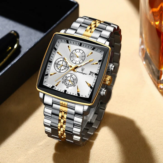 Poedagar Montre Ronde pour Hommes en Acier Inoxydable - Collection Élégance et Fonctionnalité