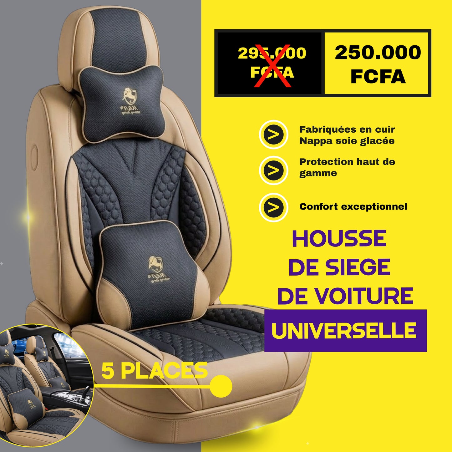 Tik-tchd - Housses de Siège Universelles 5 Places en Cuir