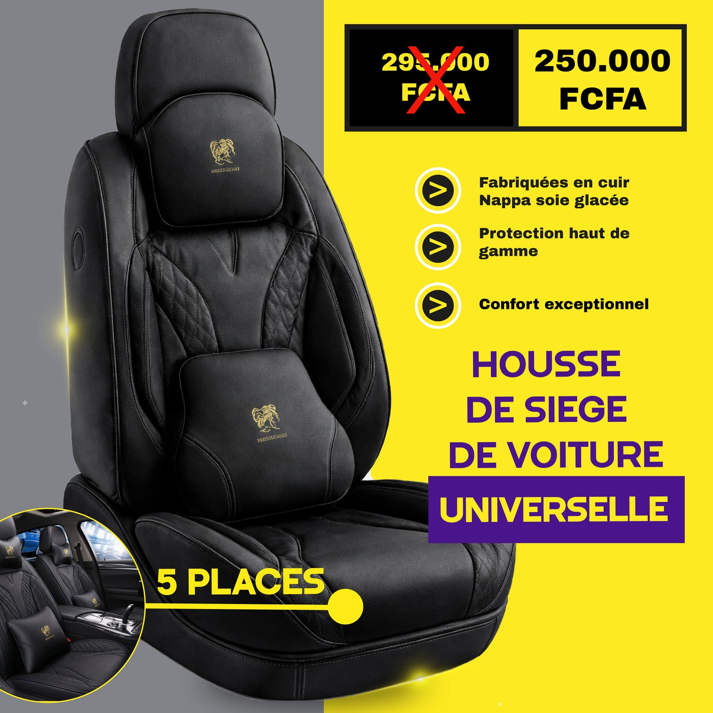 Tik-tchd - Housses de Siège Universelles 5 Places en Cuir
