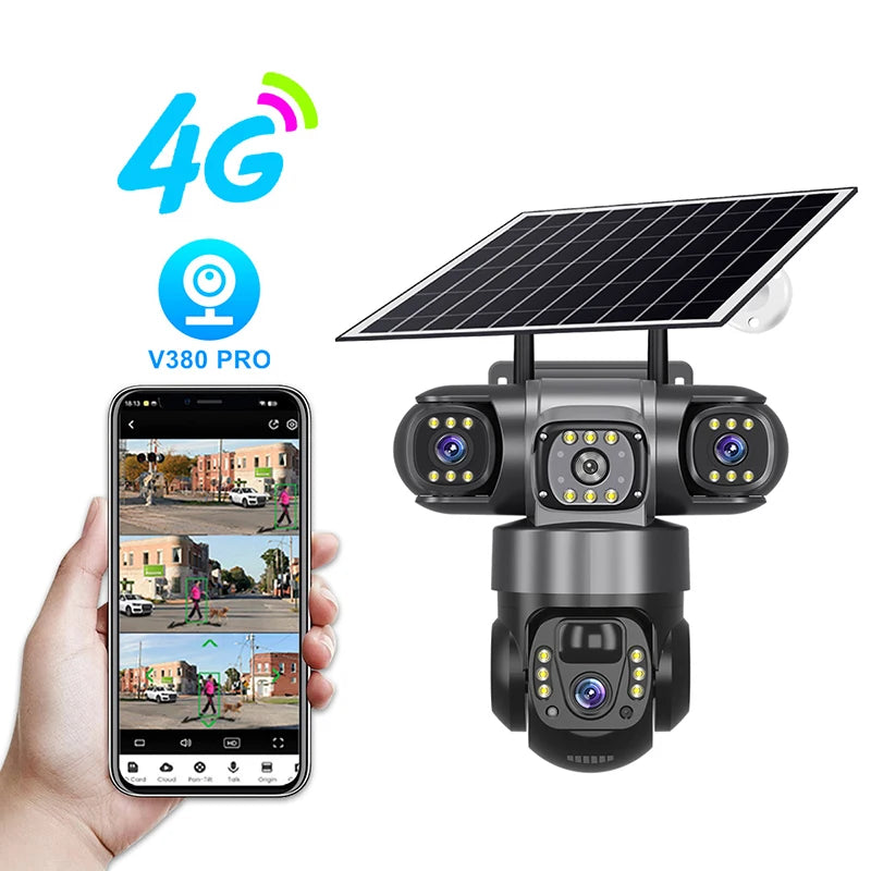 Tik -tcd-Caméra de Surveillance Solaire 4G Intelligente : à 03 objectifs